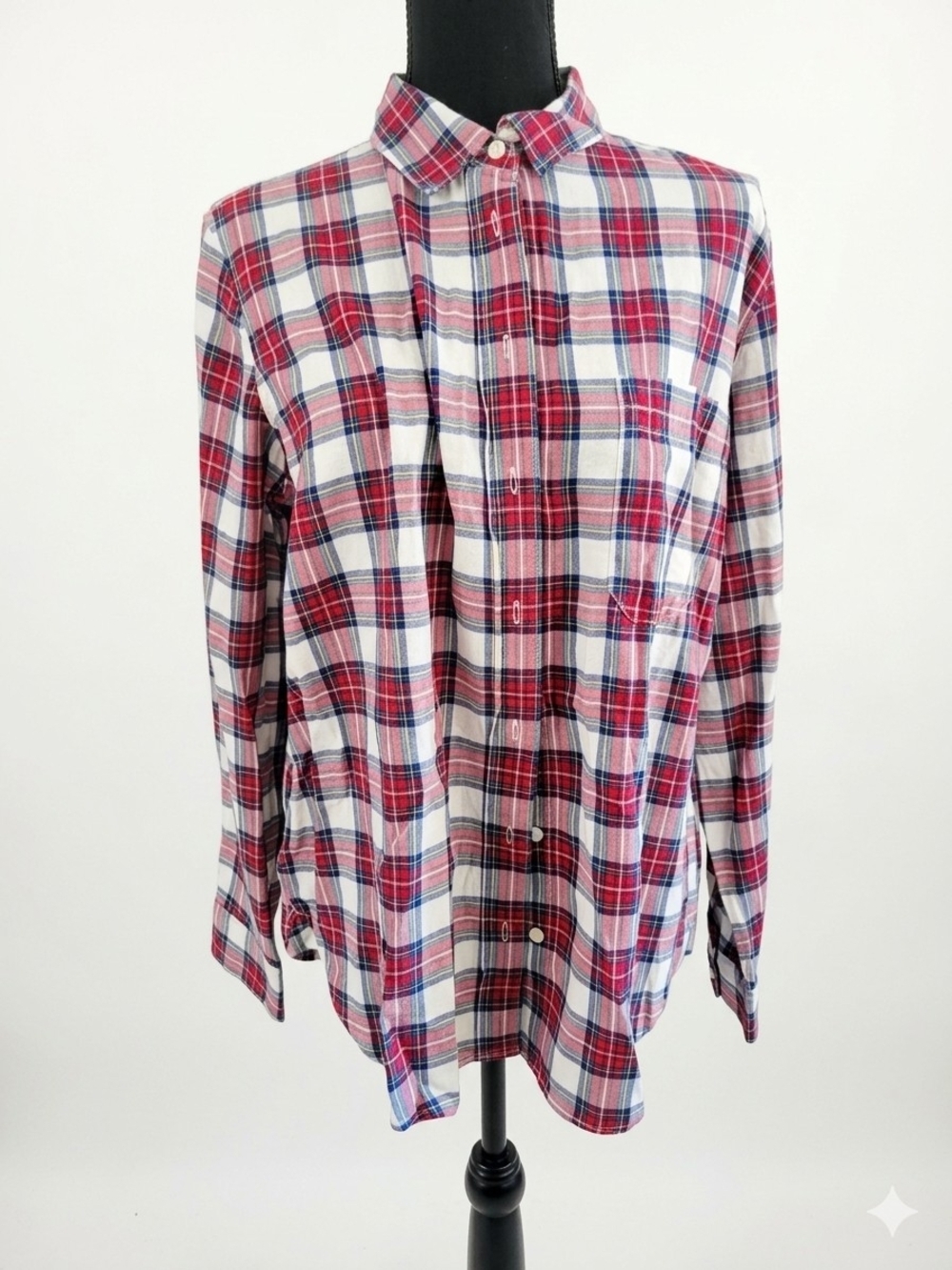 St. John's Bay Red and White Plaid Button-Down Shirt